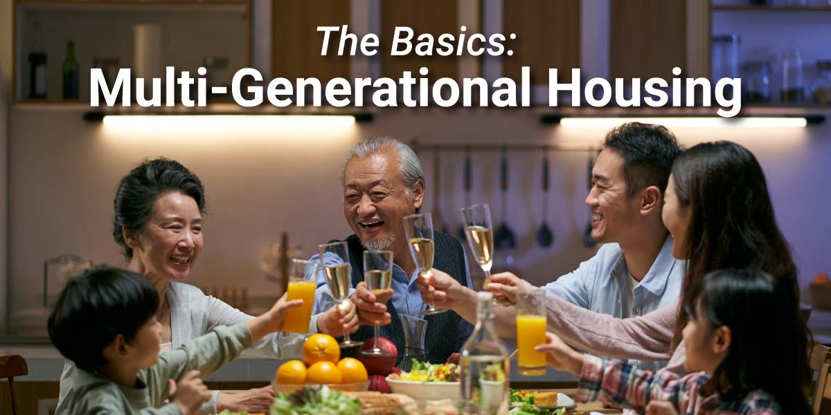 Multi Generational housing family around table